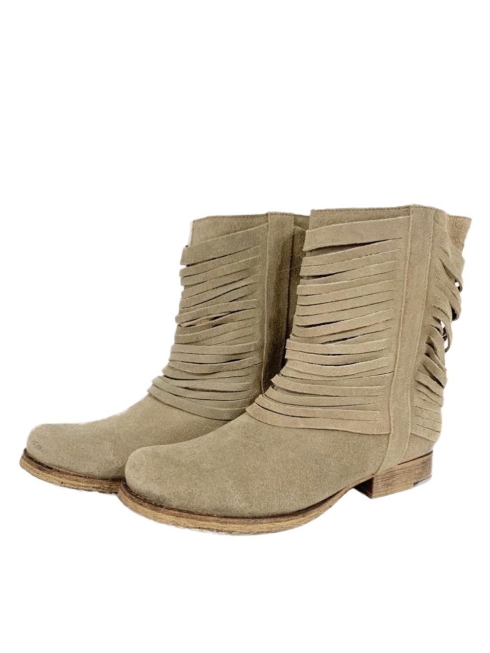 Matisse STRYKE 15364 Suede Leather Fringe Ankle Boots Taupe Made In Italy Size 6